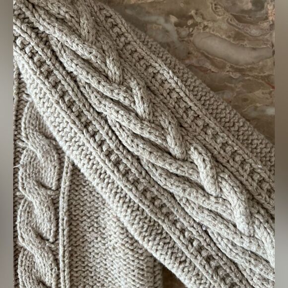 BabyGap, brown/beige sweater, elbow patches, button/hook closure,braided, size 3 - Picture 3 of 9